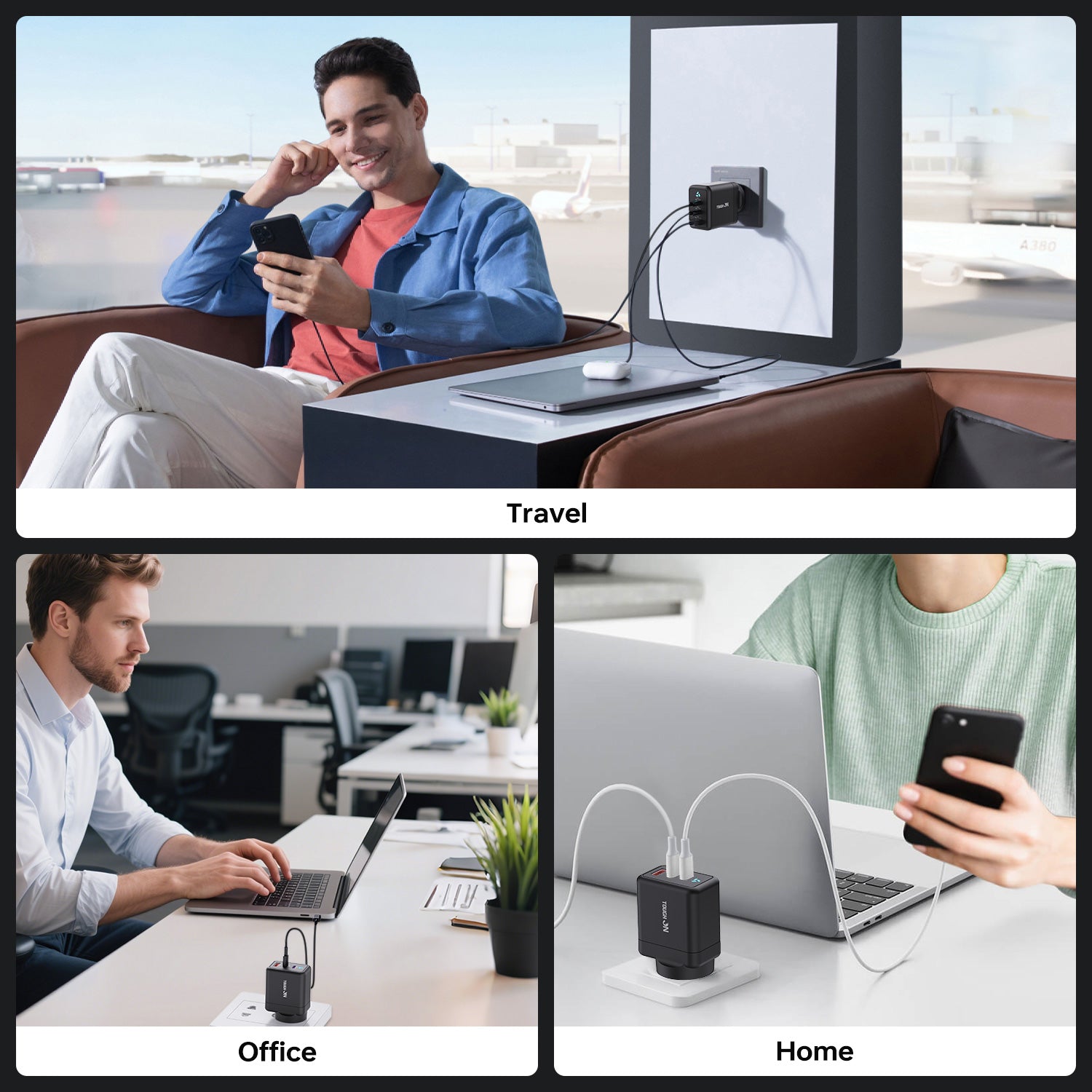 Tough On 65W 3 Port PD & QC 3.0 Fast Wall Charger