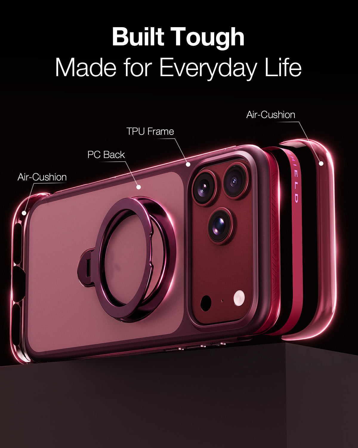 Tough On AeroShield Magnetic Case for iPhone with Air-Cushion & 360° Stand