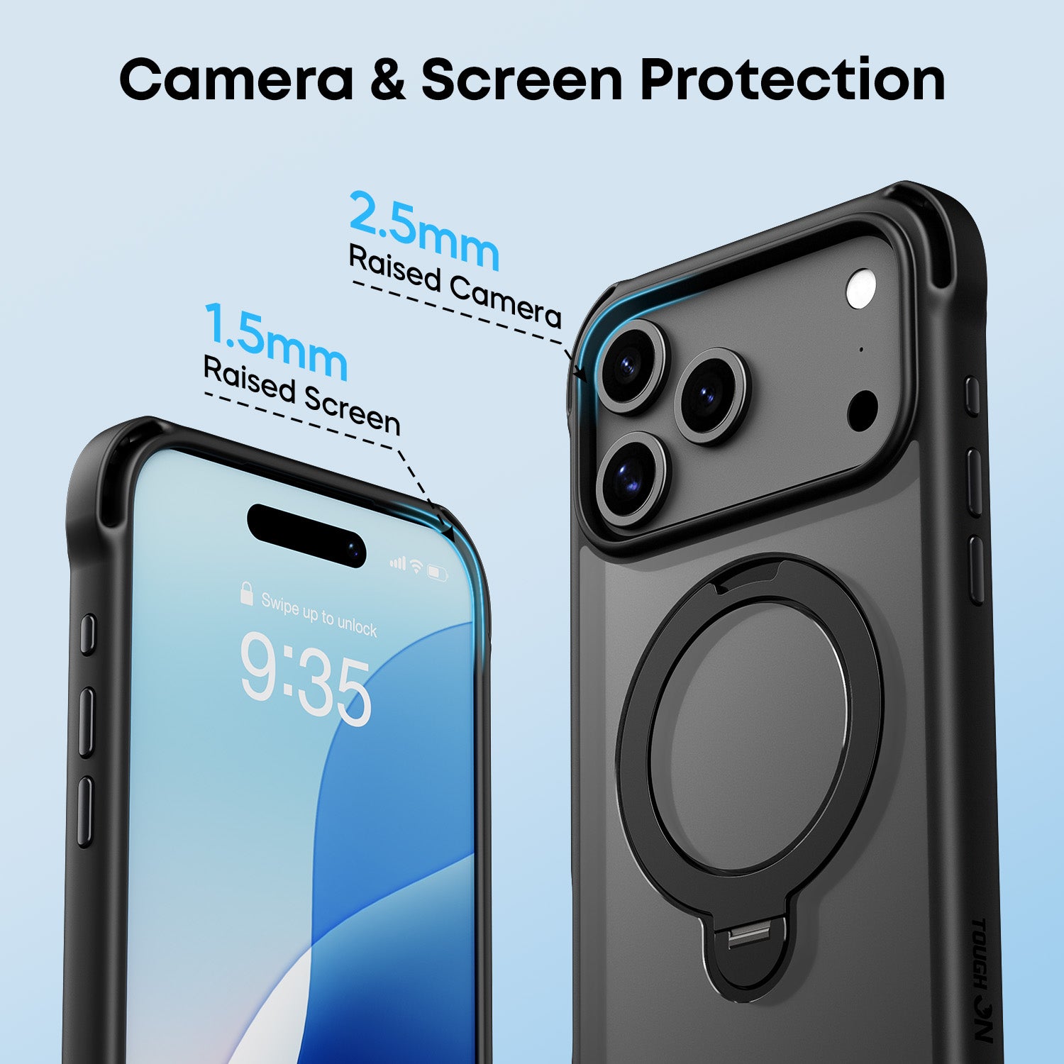 Tough On Armour Case with Ring Holder Stand MagSafe Compatible for iPhone 17 Series