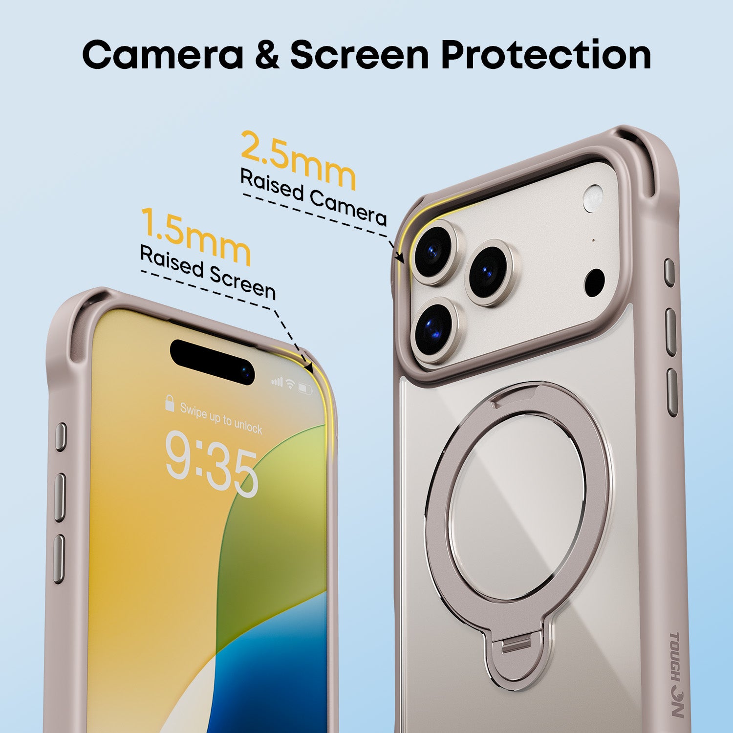 Tough On Armour Case with Ring Holder Stand MagSafe Compatible for iPhone 17 Series
