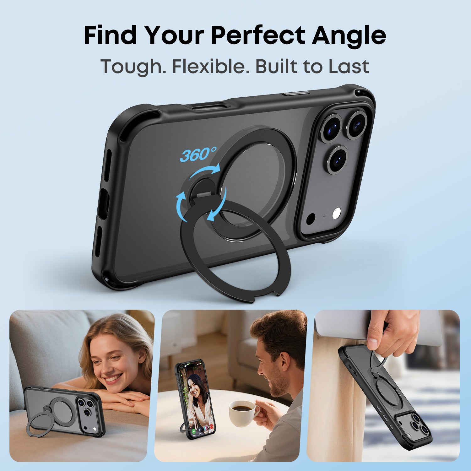 Tough On Armour Case with Ring Holder Stand MagSafe Compatible for iPhone 17 Series