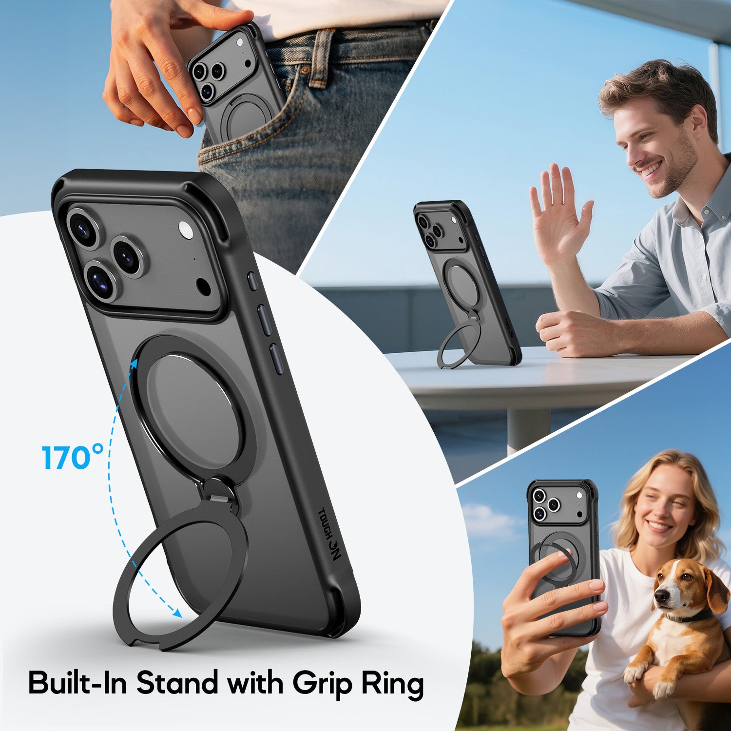 Tough On Armour Case with Ring Holder Stand MagSafe Compatible for iPhone 17 Series