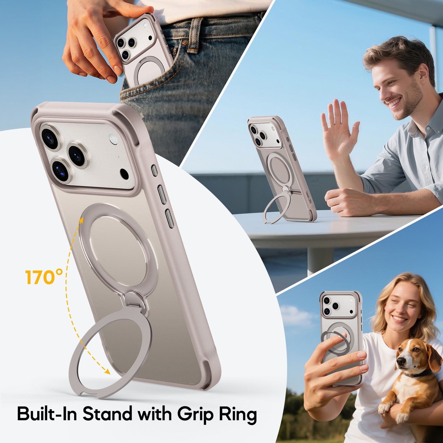 Tough On Armour Case with Ring Holder Stand MagSafe Compatible for iPhone 17 Series