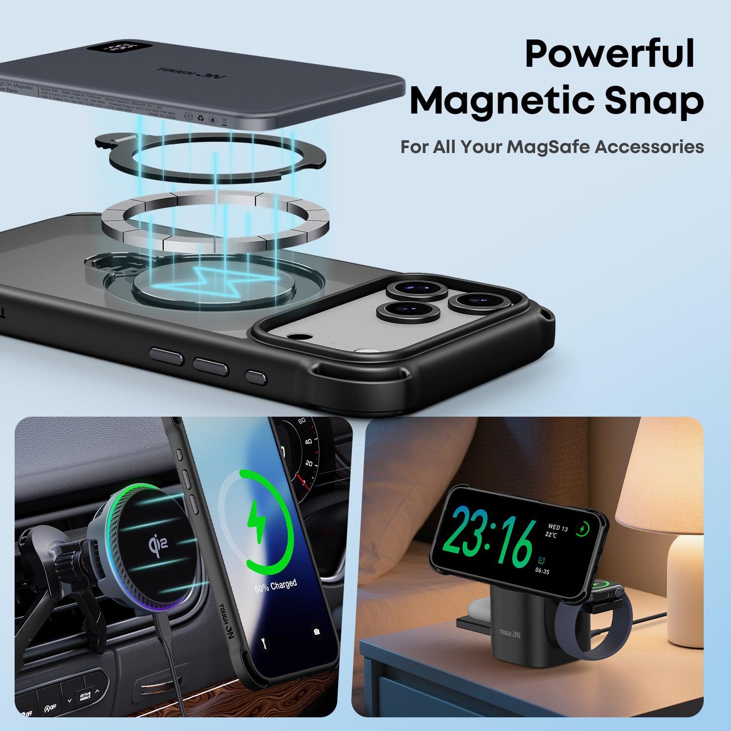 Tough On Armour Case with Ring Holder Stand MagSafe Compatible for iPhone 17 Series