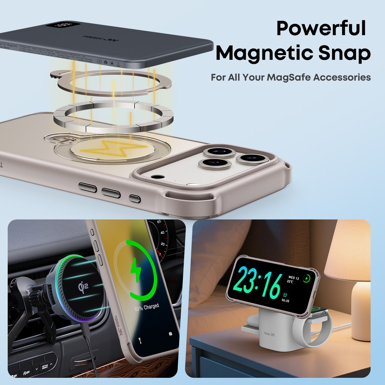 Tough On Armour Case with Ring Holder Stand MagSafe Compatible for iPhone 17 Series
