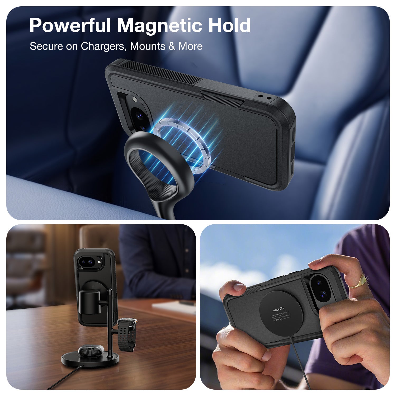 Tough On Google Pixel 10a Magnetic Case Heavy Armor Black