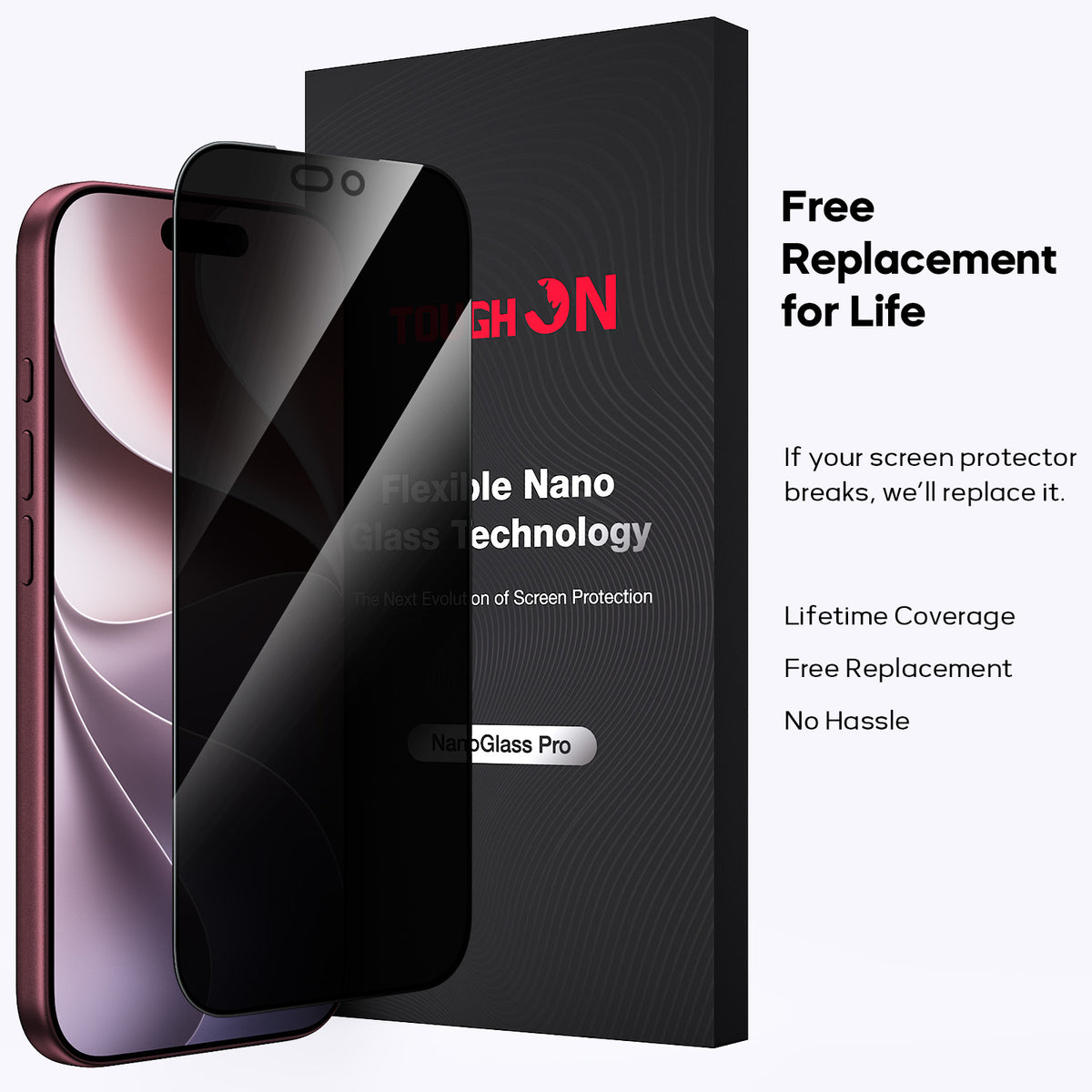 Tough On Privacy Nano Glass Screen Protector for iPhone
