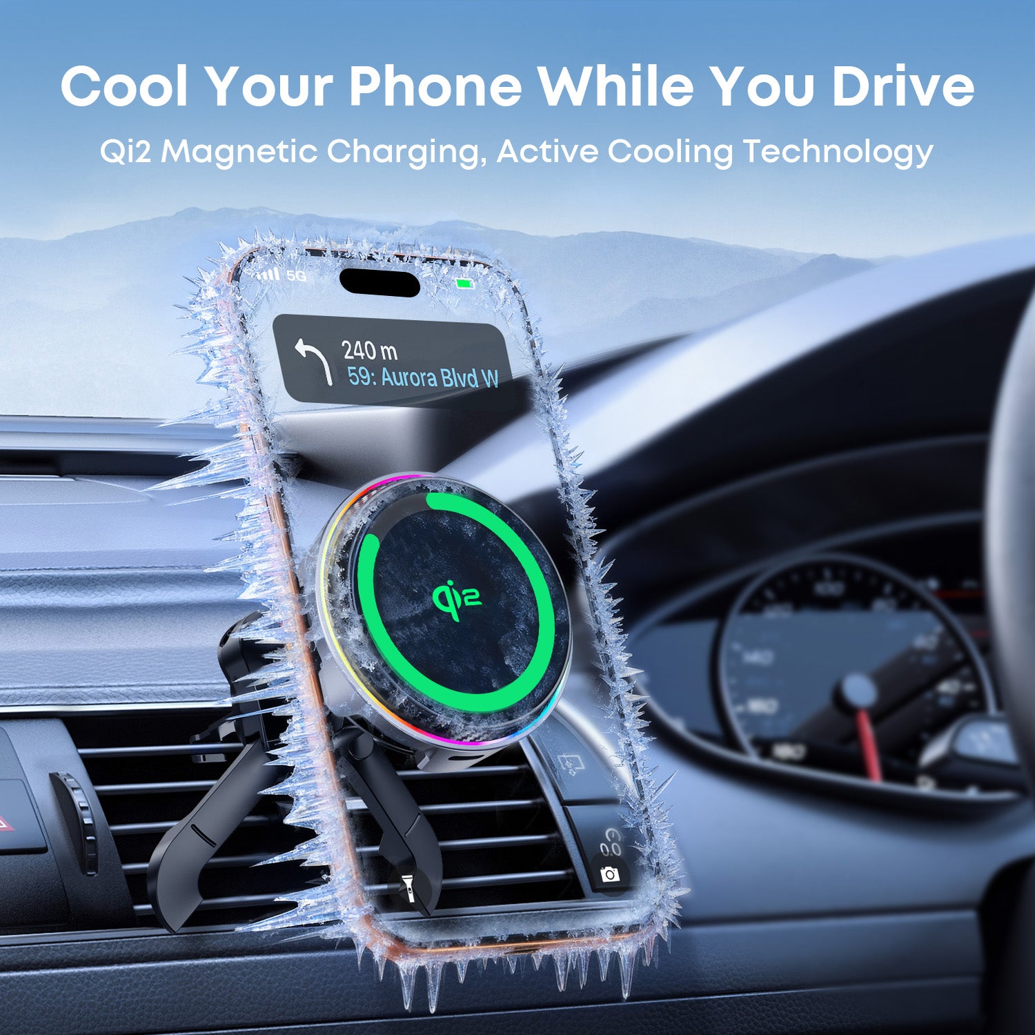 Tough On MagCool Qi2 Wireless Car Charger with Active Cooling