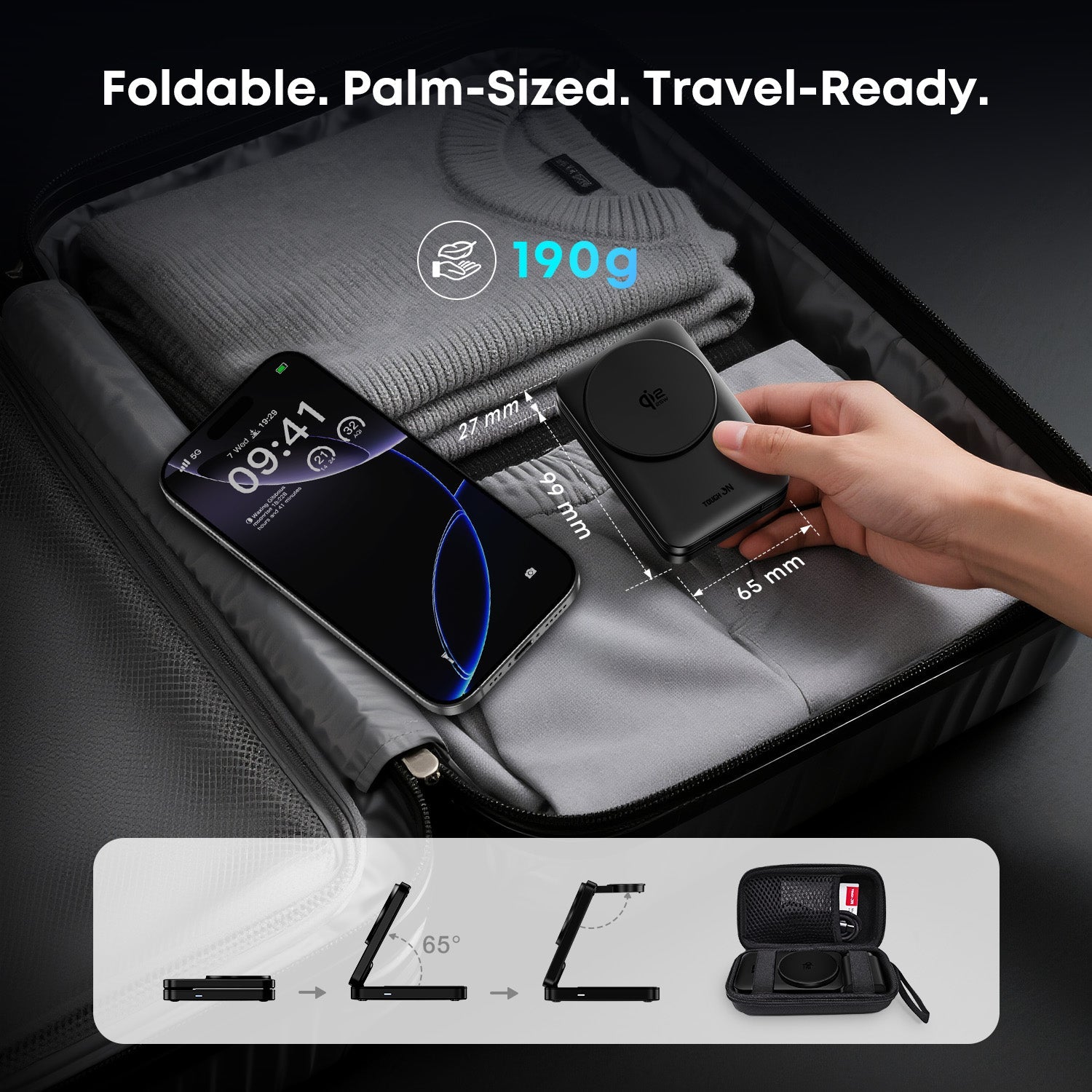 Tough On MagFold Qi2.2 25W 3-in-1 Foldable Wireless Charger
