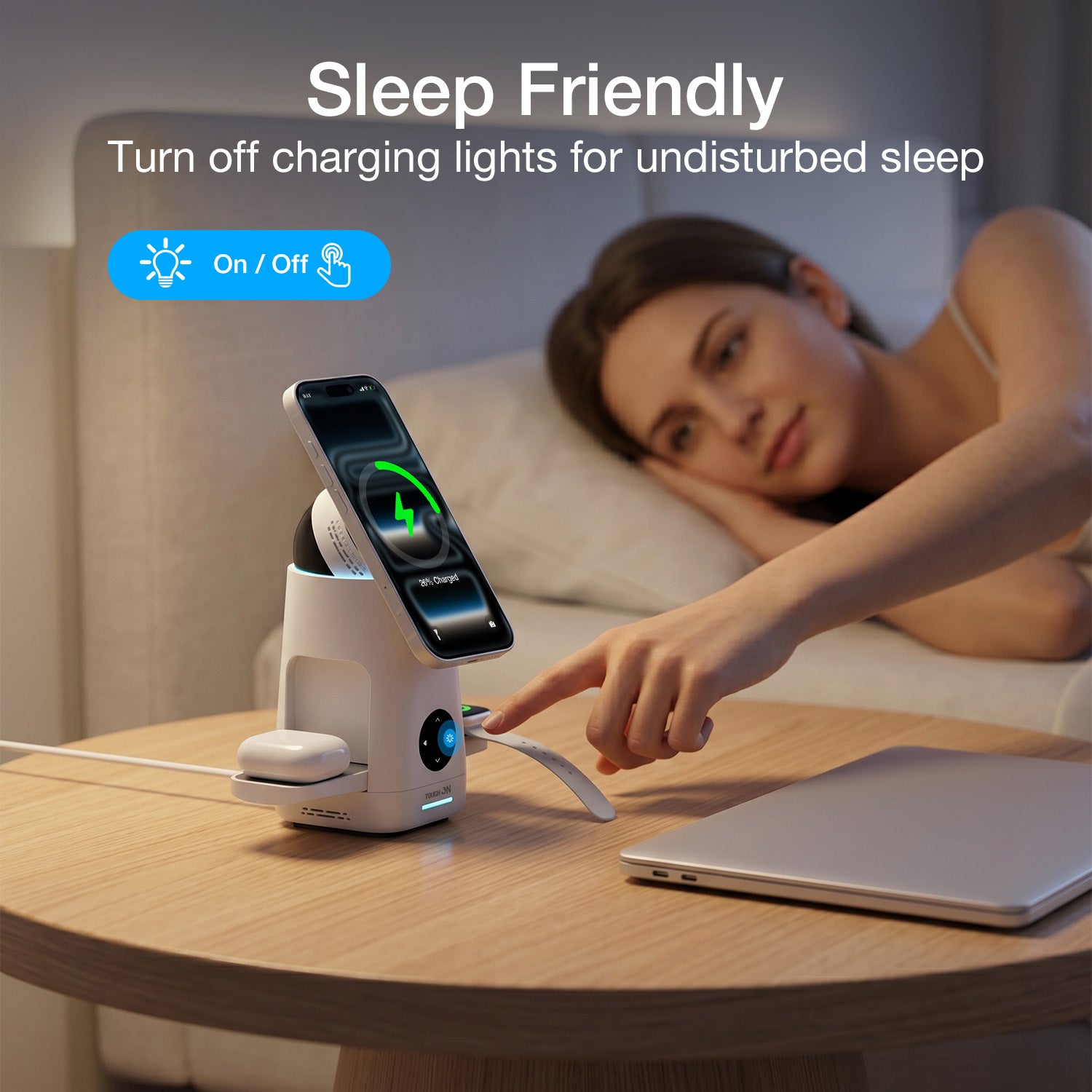Tough On MagMax 3-in-1 Qi2 Wireless Charging Station for Apple and Samsung Devices