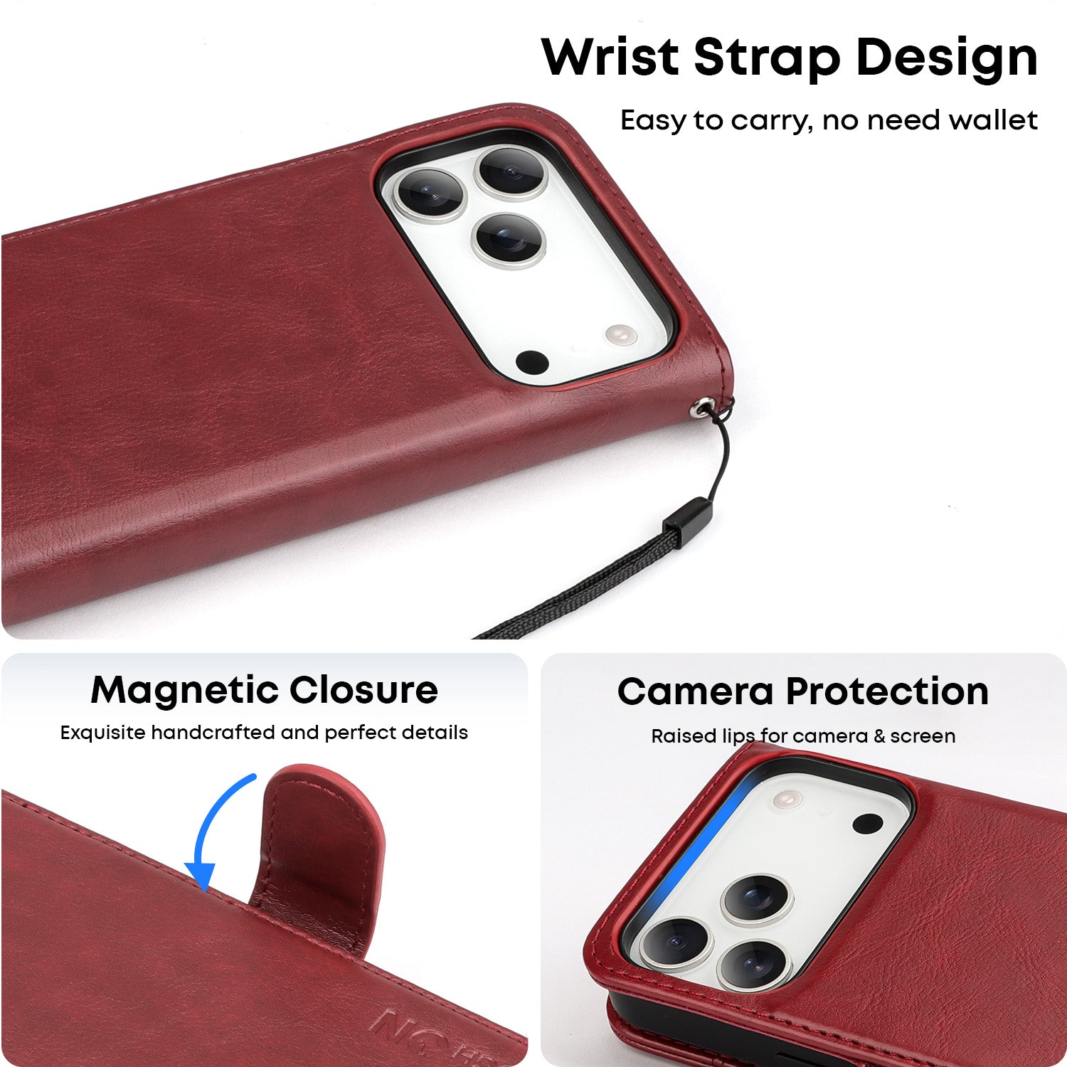 Tough On Magnetic Detachable Leather Case for iPhone 17 Series