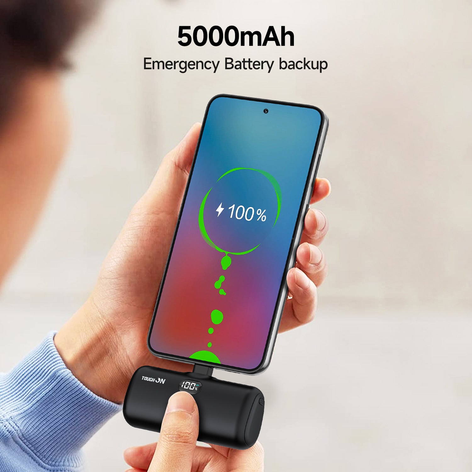 Tough On Mini Portable Charger 5000mAh Power Bank USB C Charging for Samsung Android iPhone 15 Series
