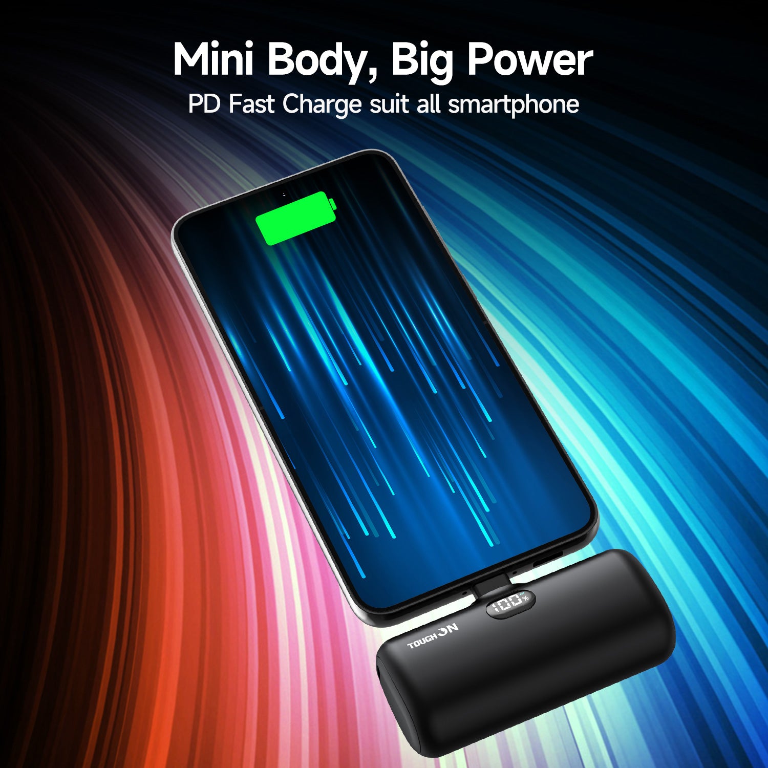 Tough On Mini Portable Charger 5000mAh Power Bank USB C Charging for Samsung Android iPhone 15 & 16 Series