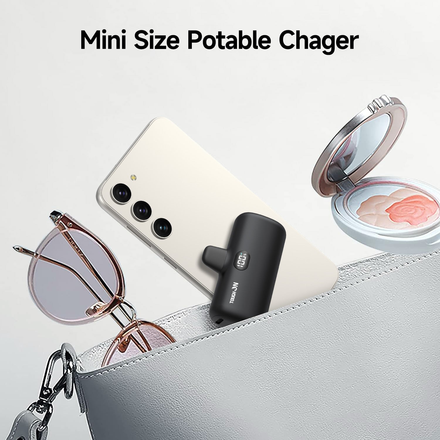 Tough On Mini Portable Charger 5000mAh Power Bank USB C Charging for Samsung Android iPhone 15 Series