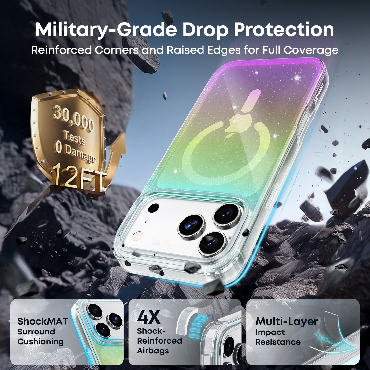 Tough On Anti-Yellowing Glitter Iridescent Case with MagSafe for iPhone
