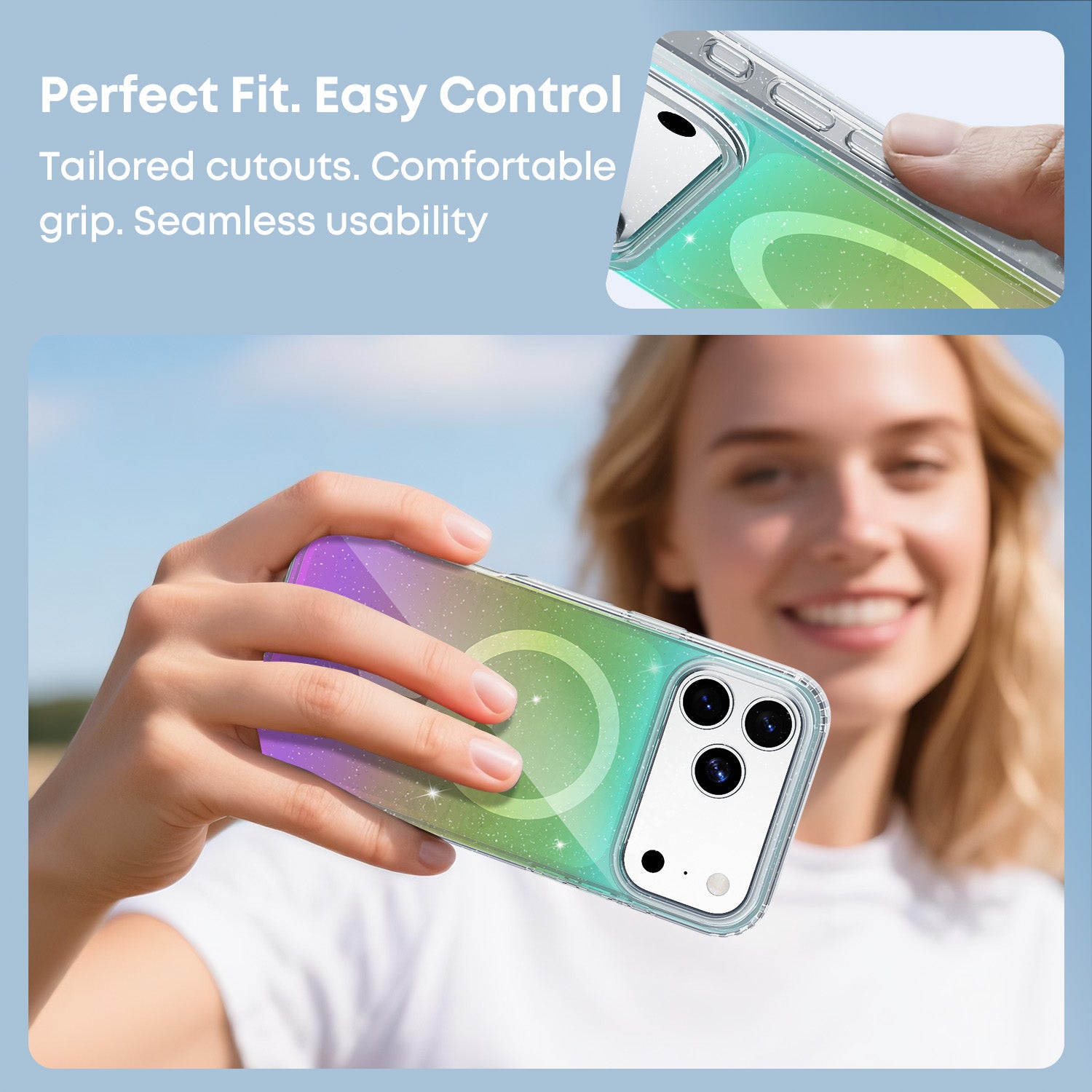 Tough On Anti-Yellowing Glitter Iridescent Case with MagSafe for iPhone