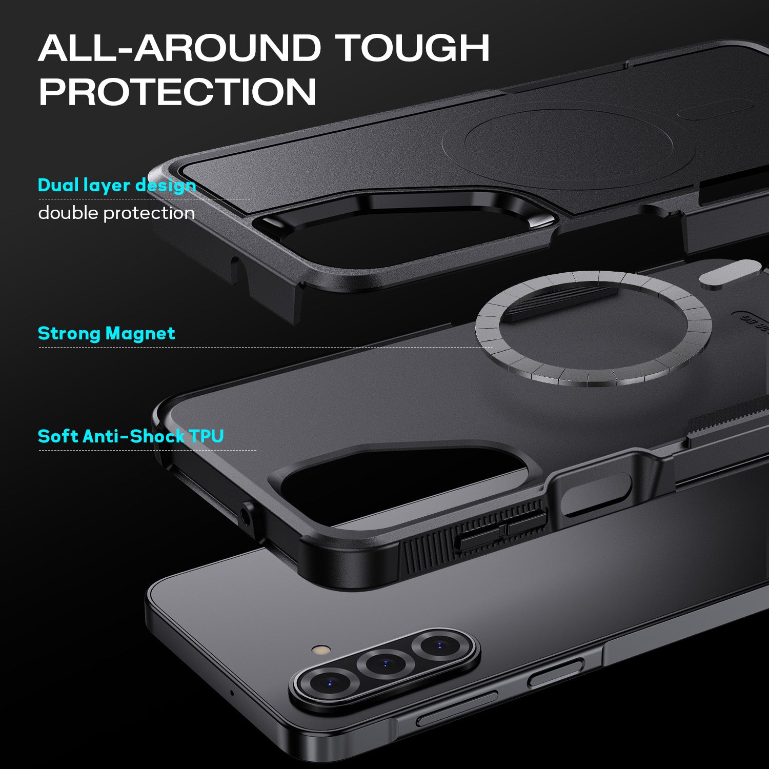 Tough On Samsung Galaxy A17/A16 Case with MagSafe Heavy Armor Black