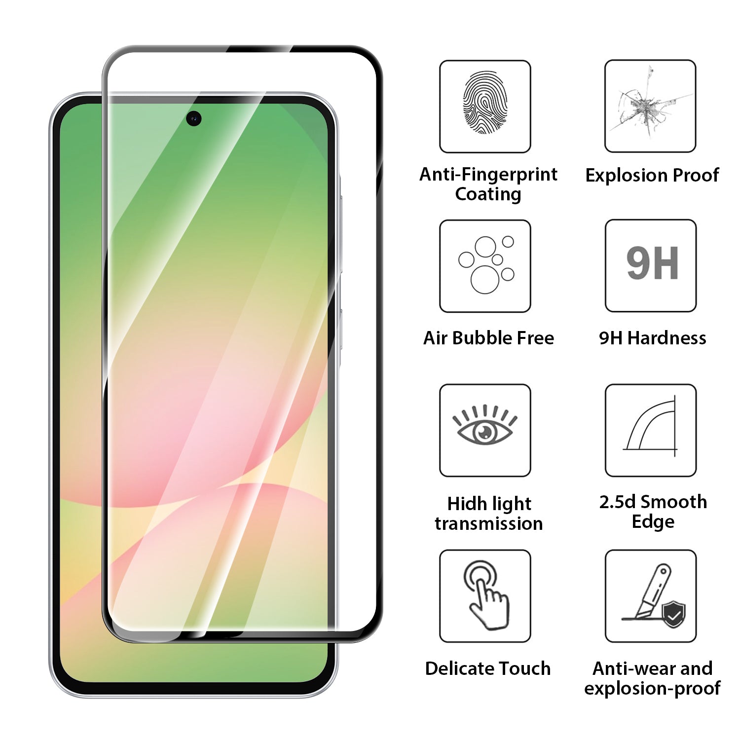 Tough On Samsung Galaxy A36 Tempered Glass Screen Protector Black