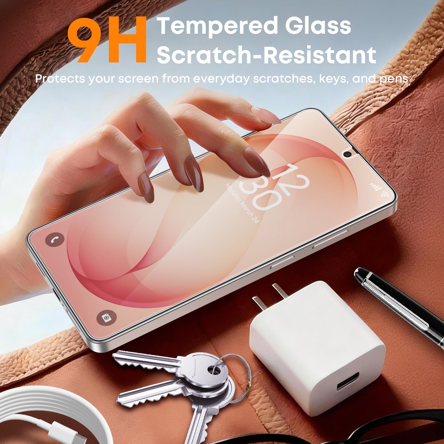Tough On Samsung Galaxy Tempered Glass Screen Protector 2 Pack with Installation Kit