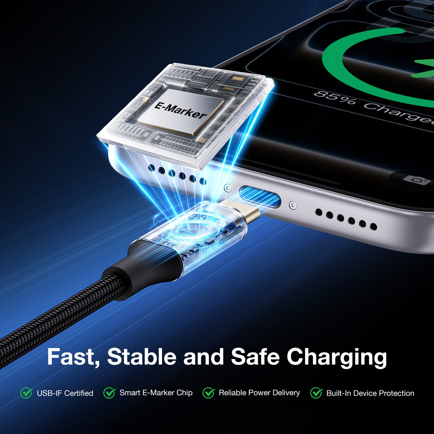 Tough On 240W USB-C Cable 2 Pack PD 3.1 Fast Charging Nylon Braided