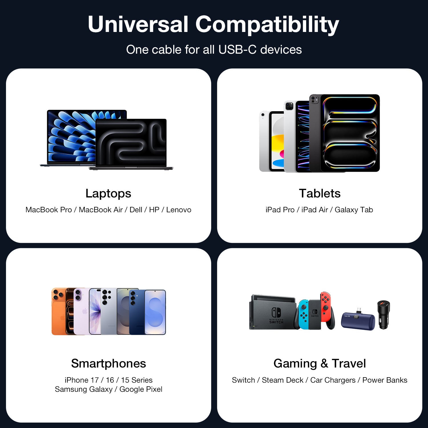 Tough On 240W USB-C Cable 2 Pack PD 3.1 Fast Charging Nylon Braided