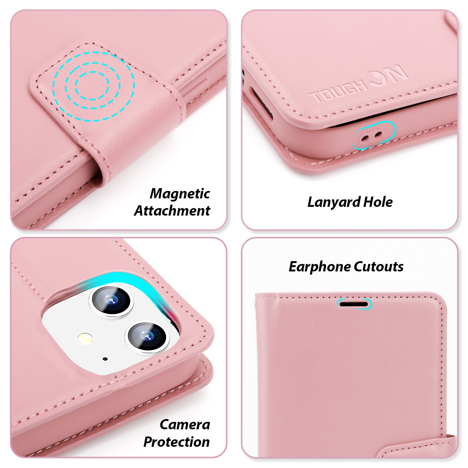 Tough On iPhone 11 Case Leather Wallet Cover Rose Gold