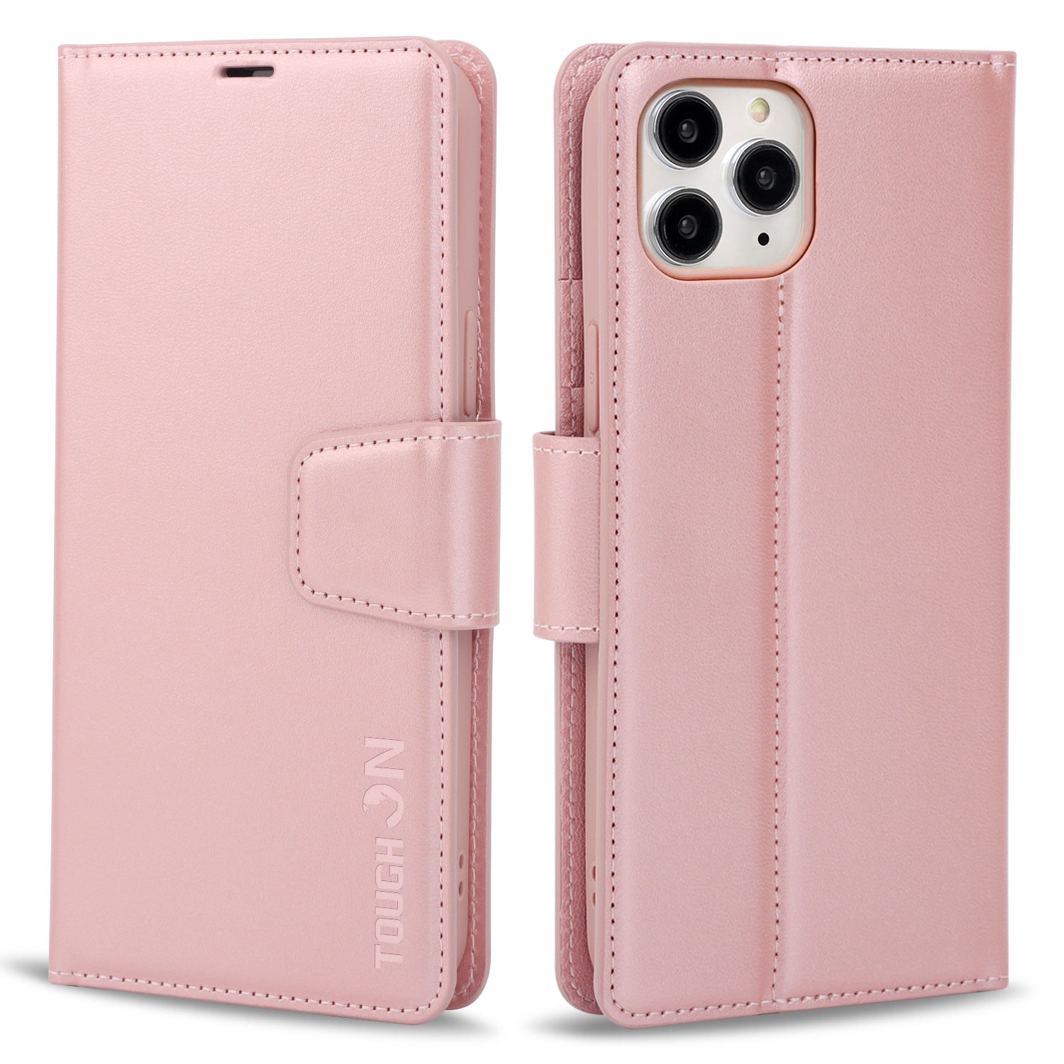 Tough On iPhone 11 Pro Max Case Leather Wallet Cover Rose Gold