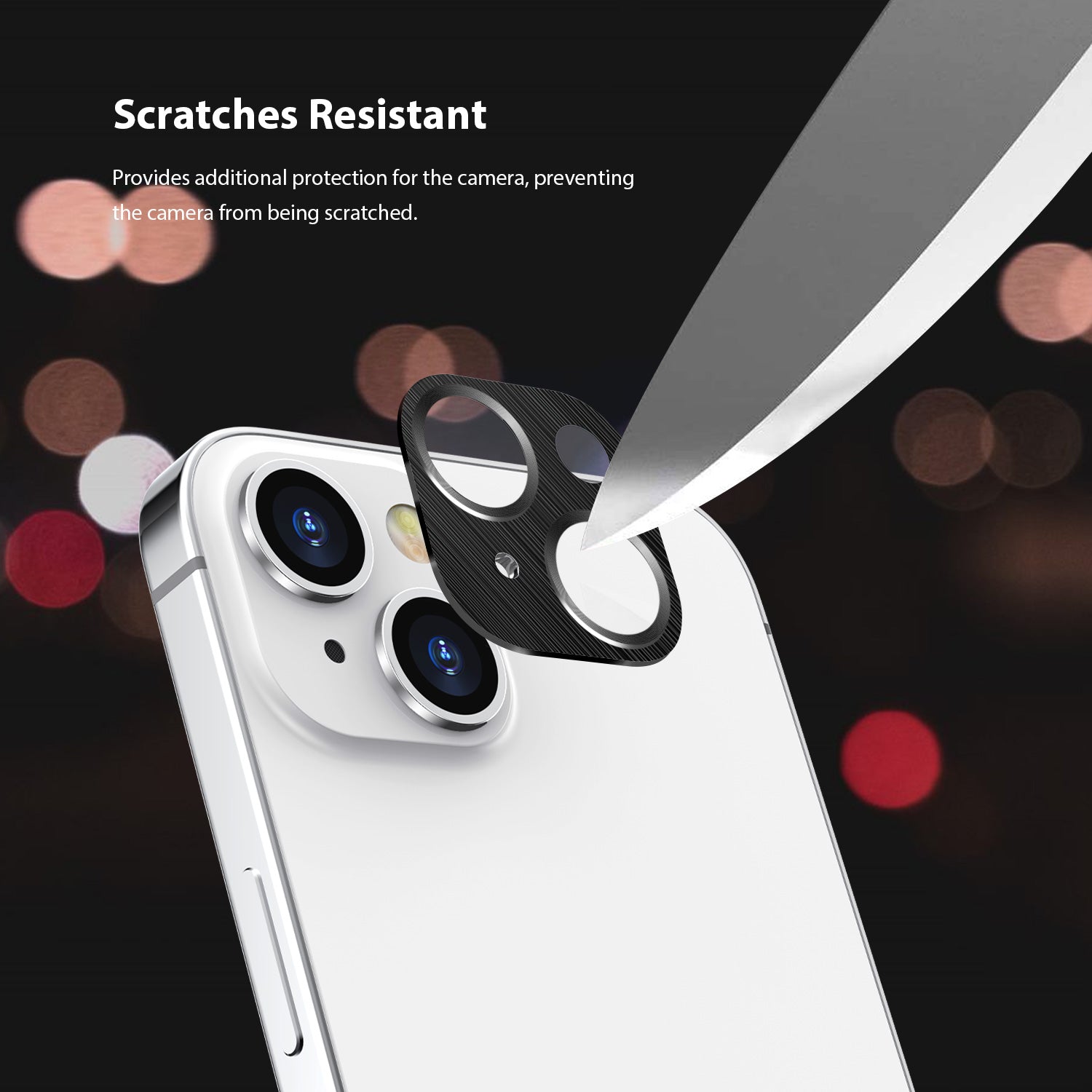 Tough On iPhone 15 Camera Protector Metal Tempered Glass Black