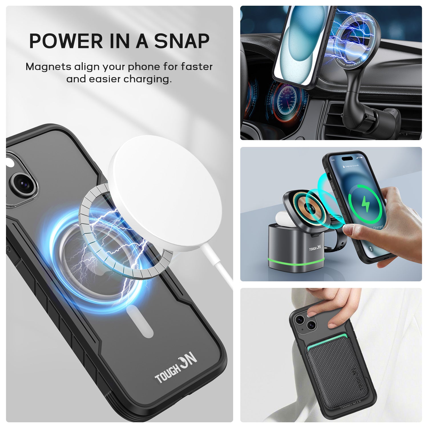 Tough On iPhone 16e / iPhone 15 Case Iron Shield with MagSafe