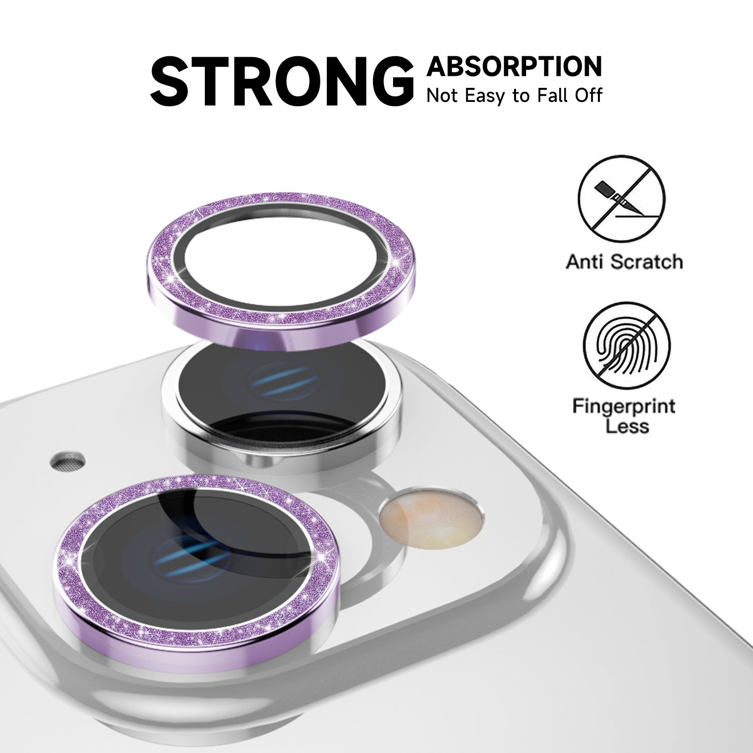 Tough On iPhone 15 Plus Camera lens Protector Tempered Glass Individual Ring