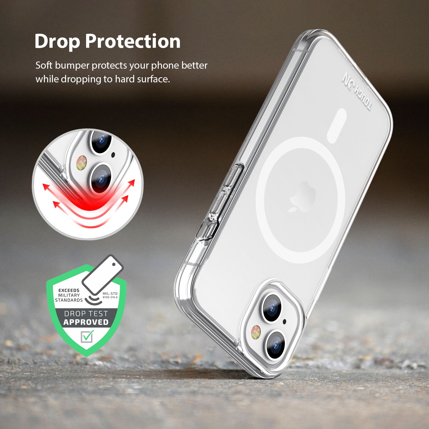 Tough On iPhone 15 Plus Clear Case with Magsafe