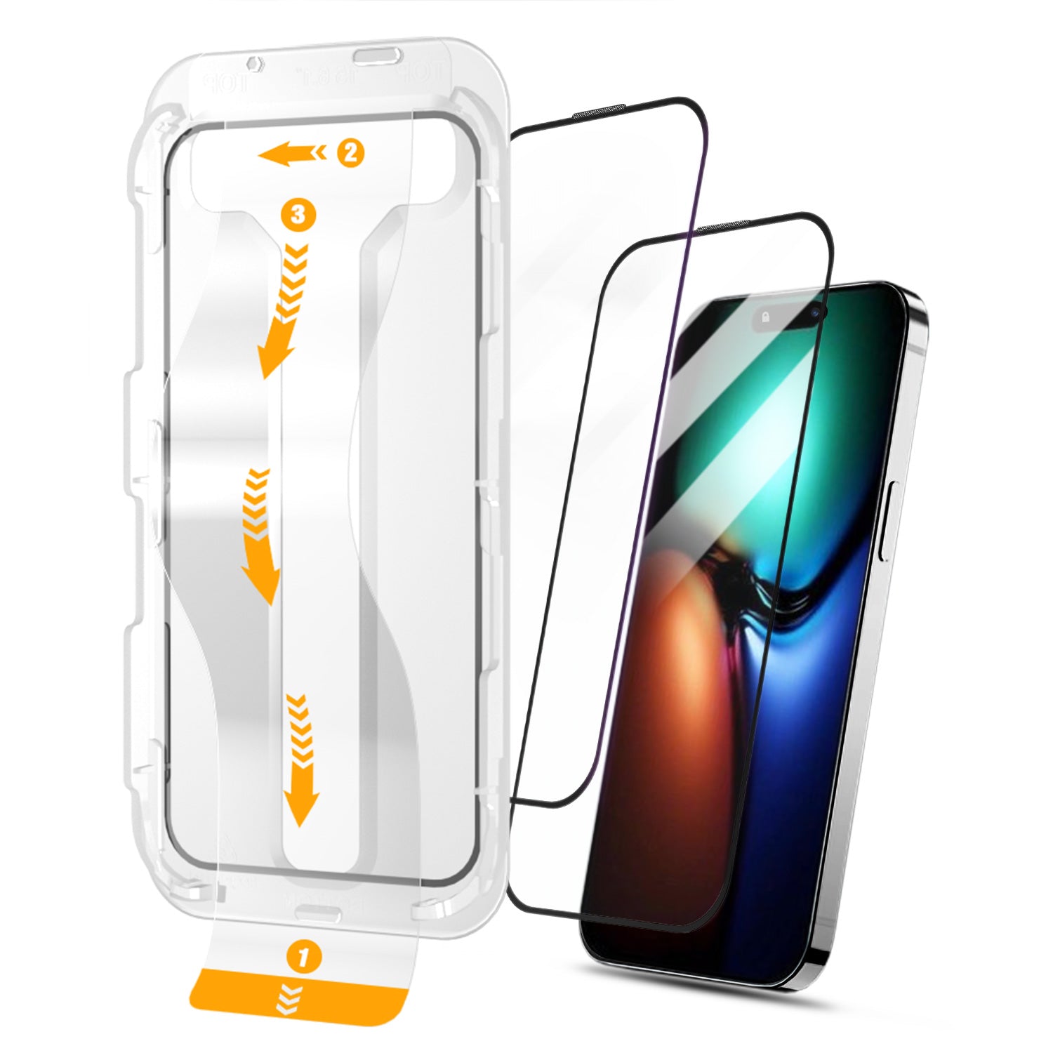Tough On iPhone 15 Plus Tempered Glass Screen Protector 2 Pack w/ Installation Kit