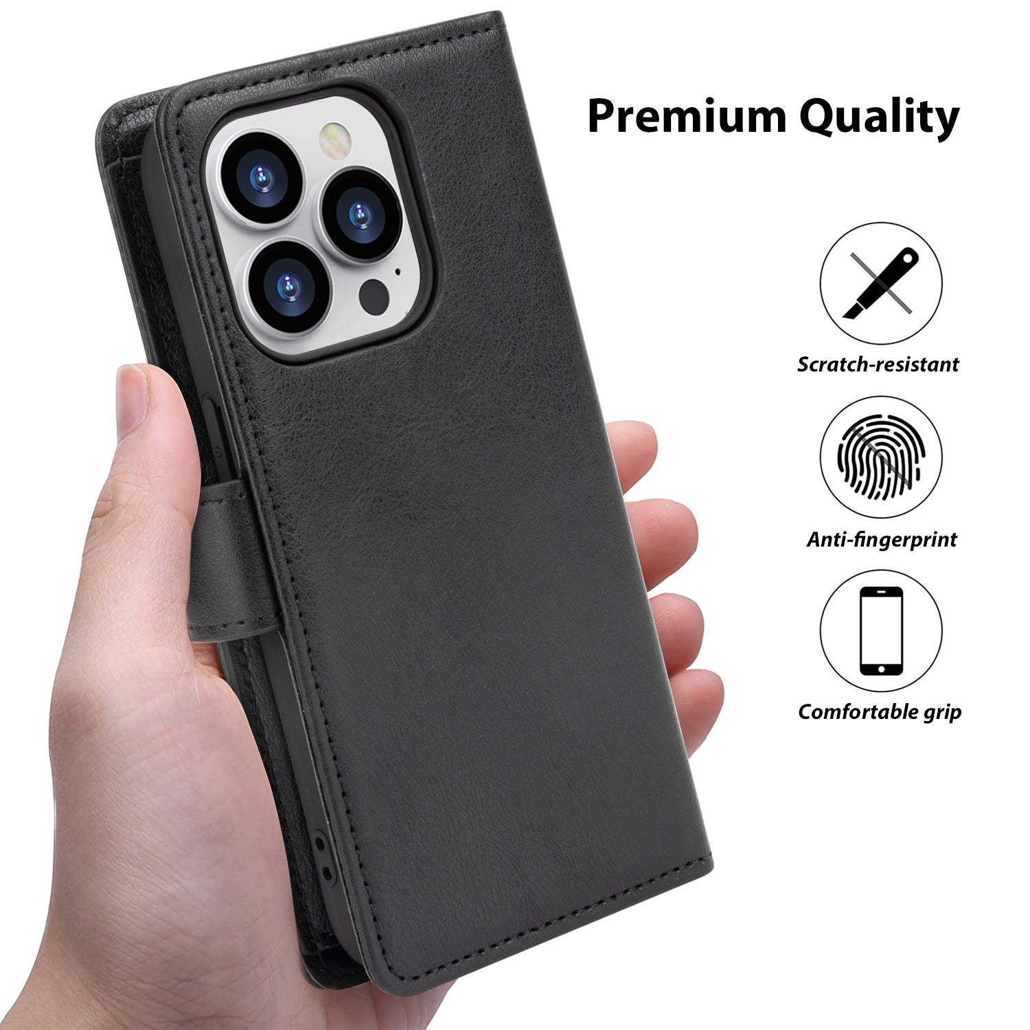 Tough On iPhone 15 Pro Flip Wallet Leather Case