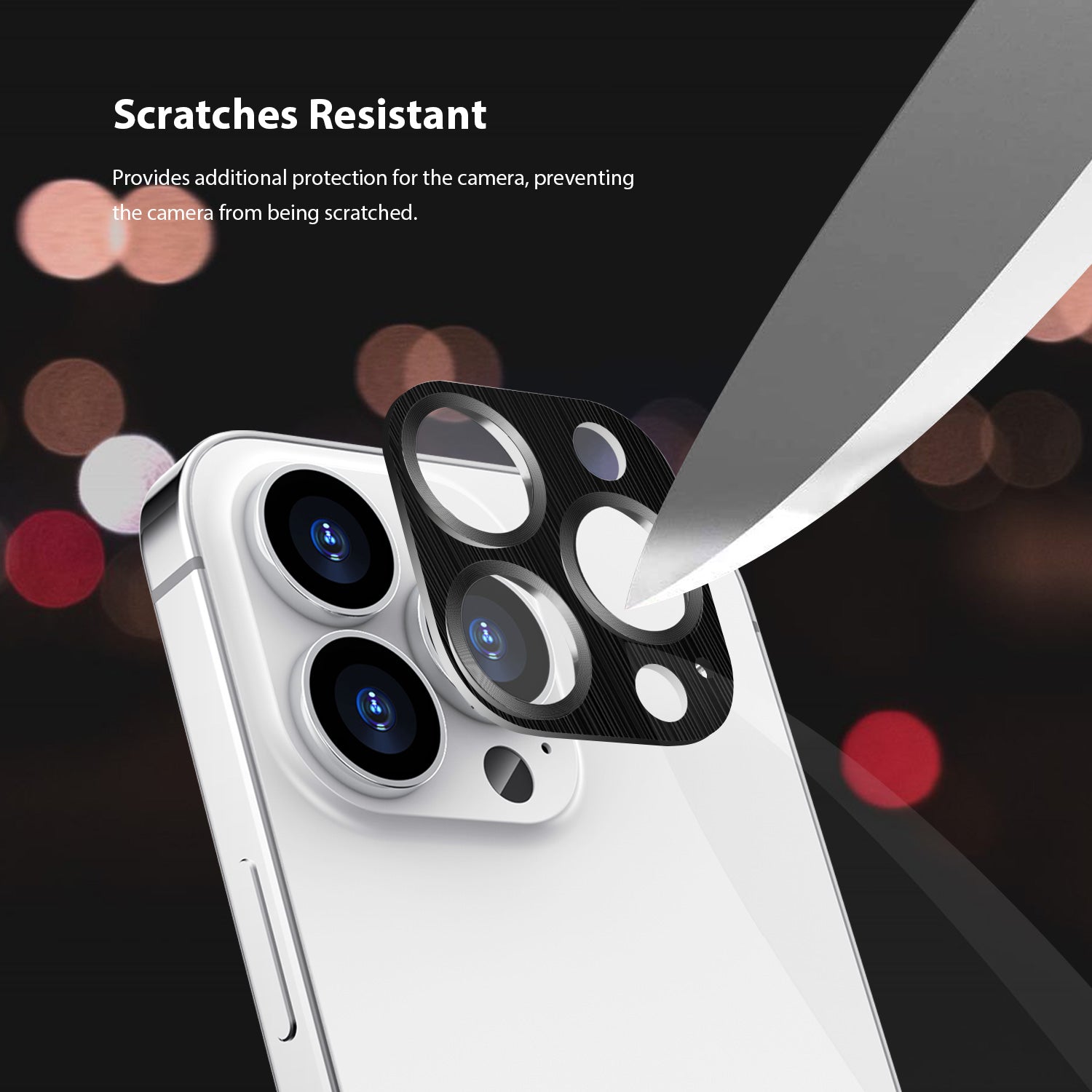 Tough On iPhone 15 Pro Max Camera Protector Metal Tempered Glass Black