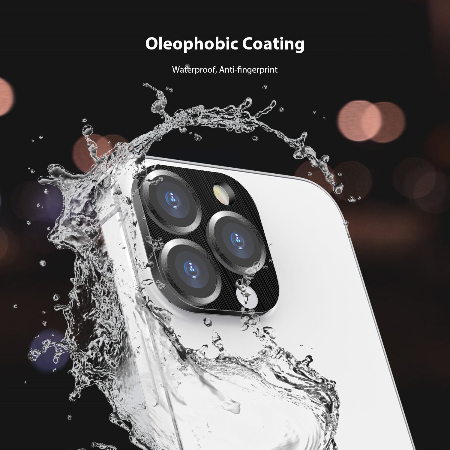 Tough On iPhone 15 Pro Max Camera Protector Metal Tempered Glass Black