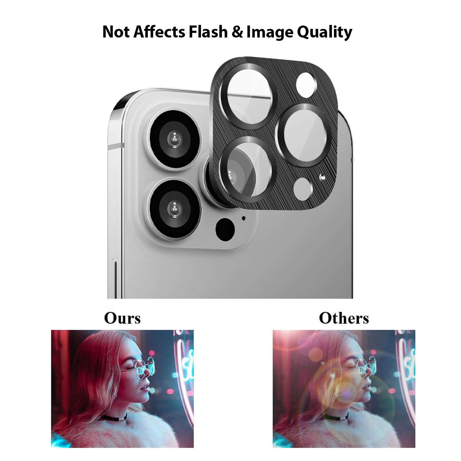 Tough On iPhone 15 Pro Max Camera Protector Metal Tempered Glass Black