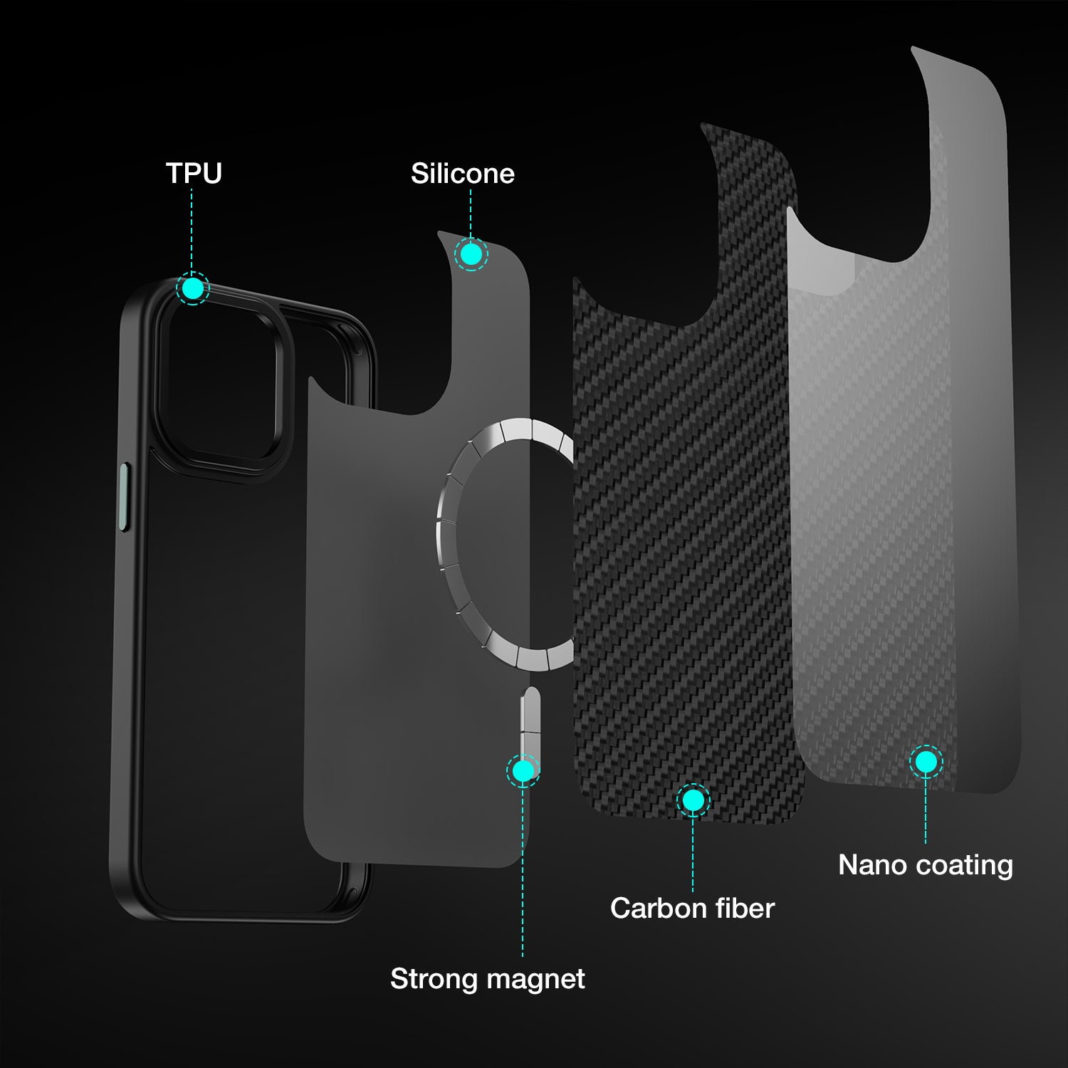 Tough On iPhone 15 Pro Max Case Tough Armor with MagSafe Carbon Fiber