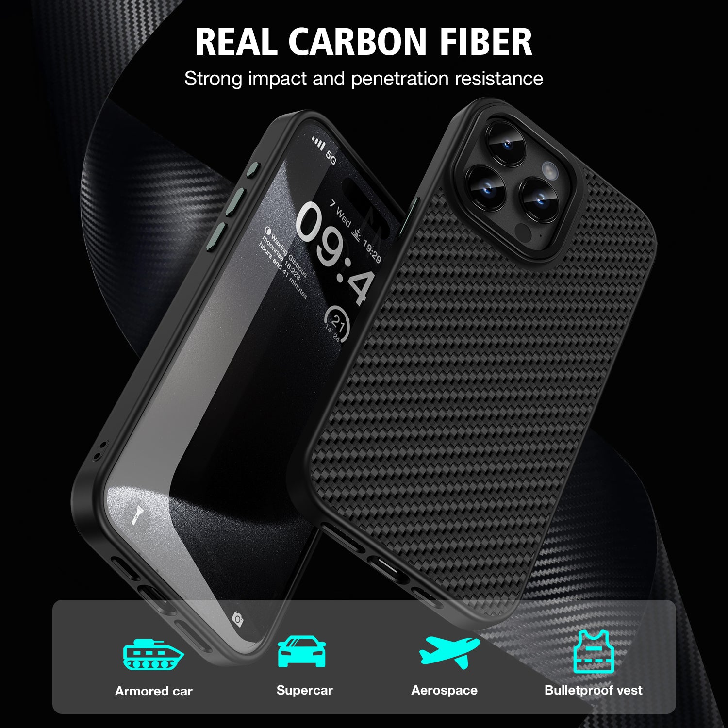 Tough On iPhone 15 Pro Max Case Tough Armor with MagSafe Carbon Fiber