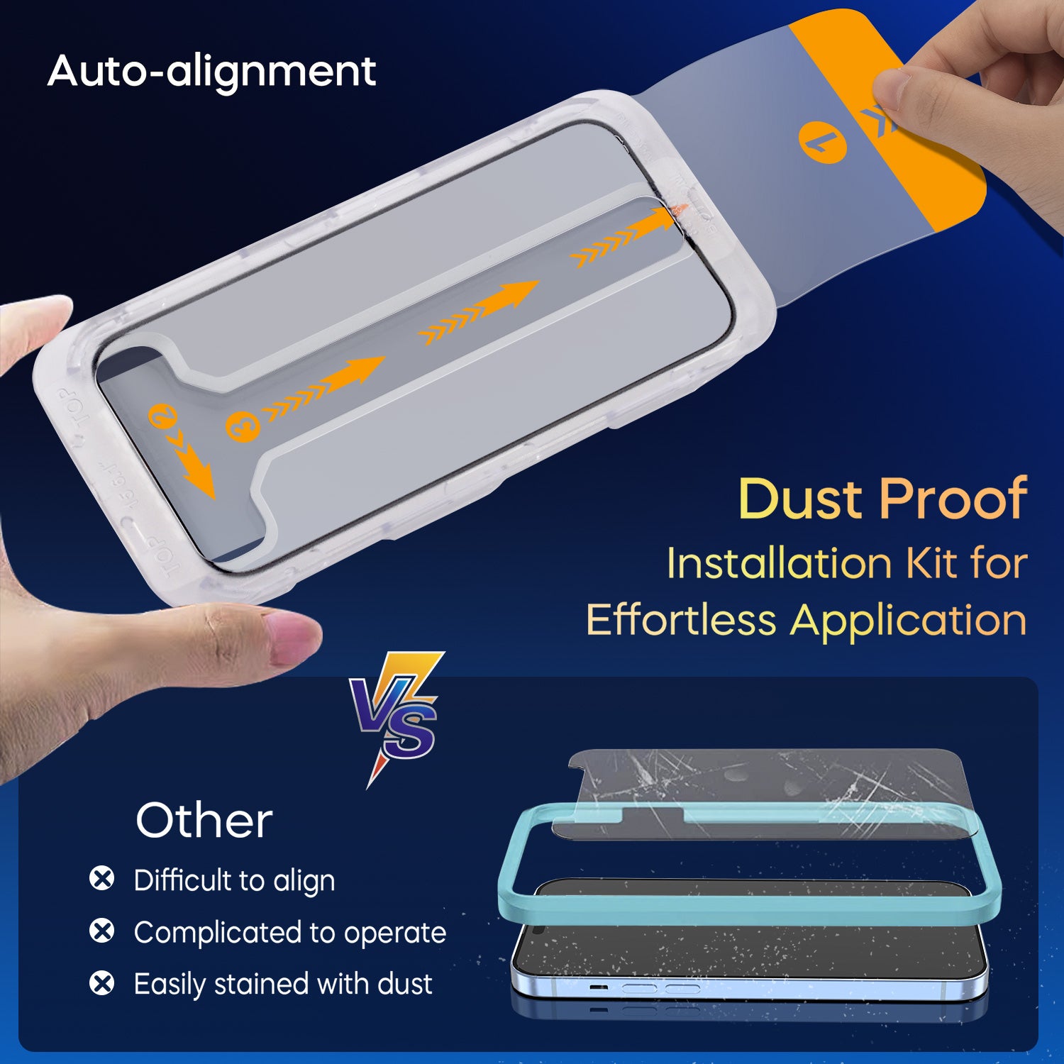 Tough On iPhone 15 Series Tempered Glass Screen Protector 2 Pack w/ Installation Kit