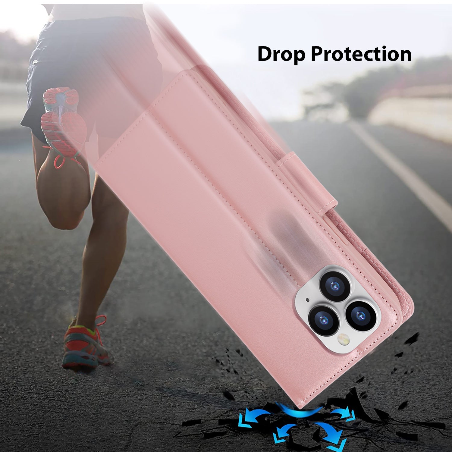 Tough On iPhone X / XS Case Leather Wallet Cover Rose Gold