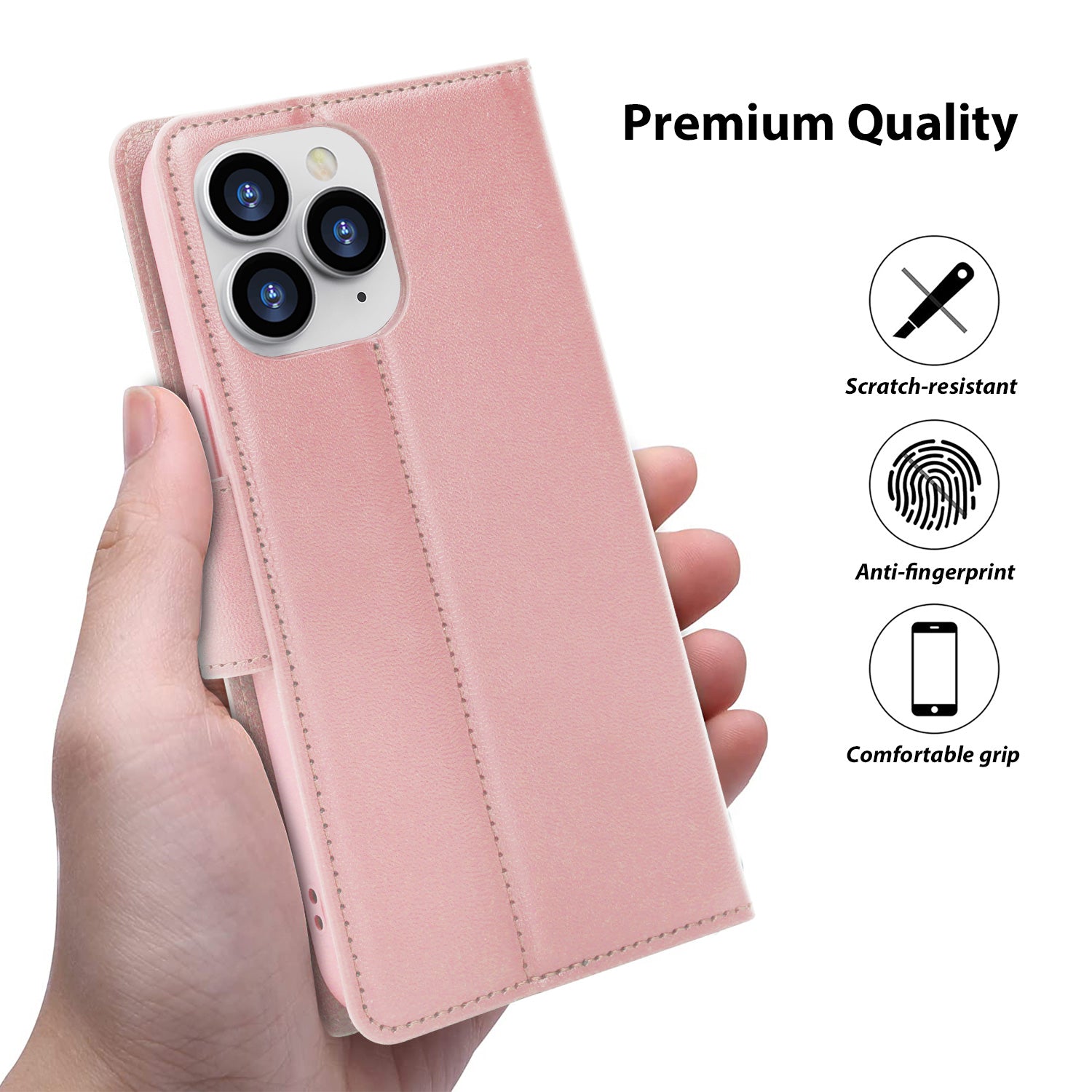 Tough On iPhone X / XS Case Leather Wallet Cover Rose Gold
