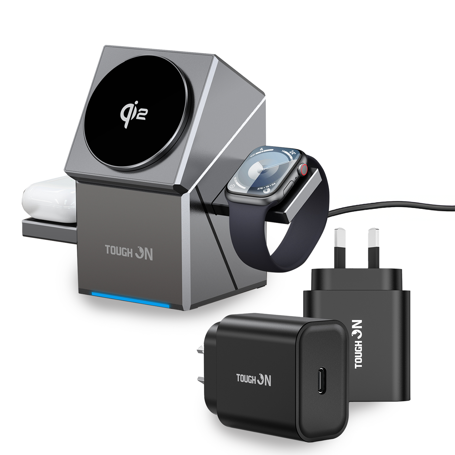 Tough On Qi2 3-in-1 Wireless Charger (15W) and USB-C Charger (30W) Bundle