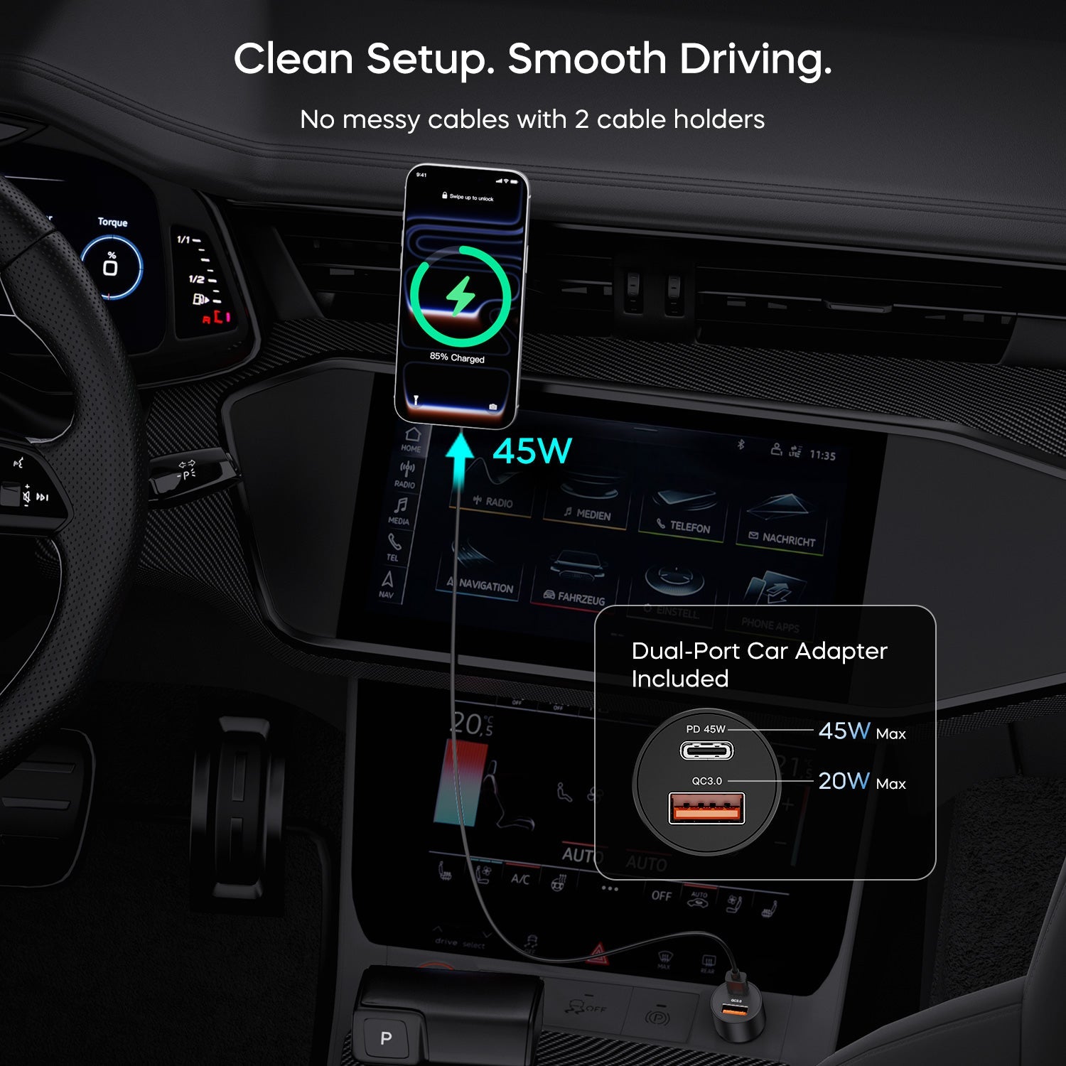 TurboCharge Qi2.2 25W Magnetic Wireless Car Charger with Active Cooling