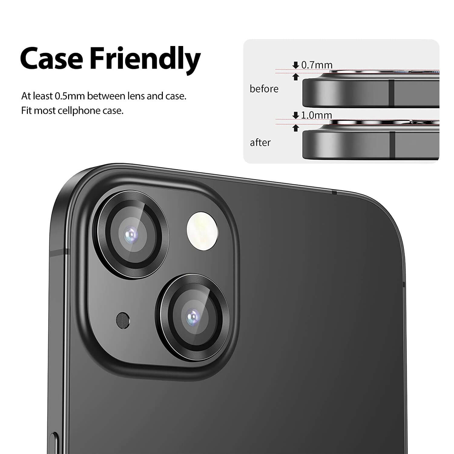 Tough On iPhone 13 Camera Lens Protector Black