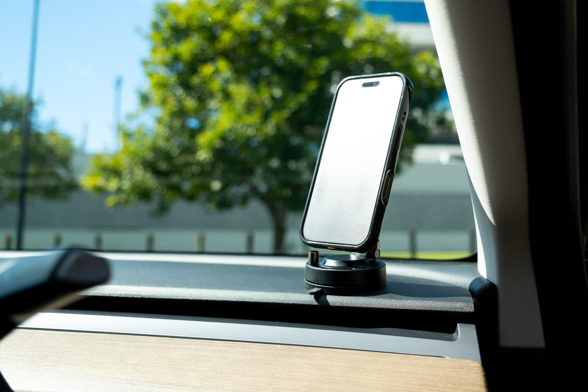 Tough On MagFlex car mount holding a phone on the dashboard