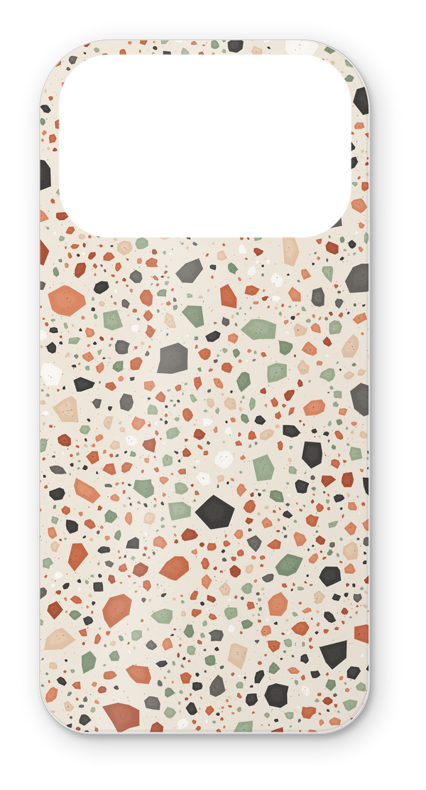 Custom skin case in a cream terrazzo print