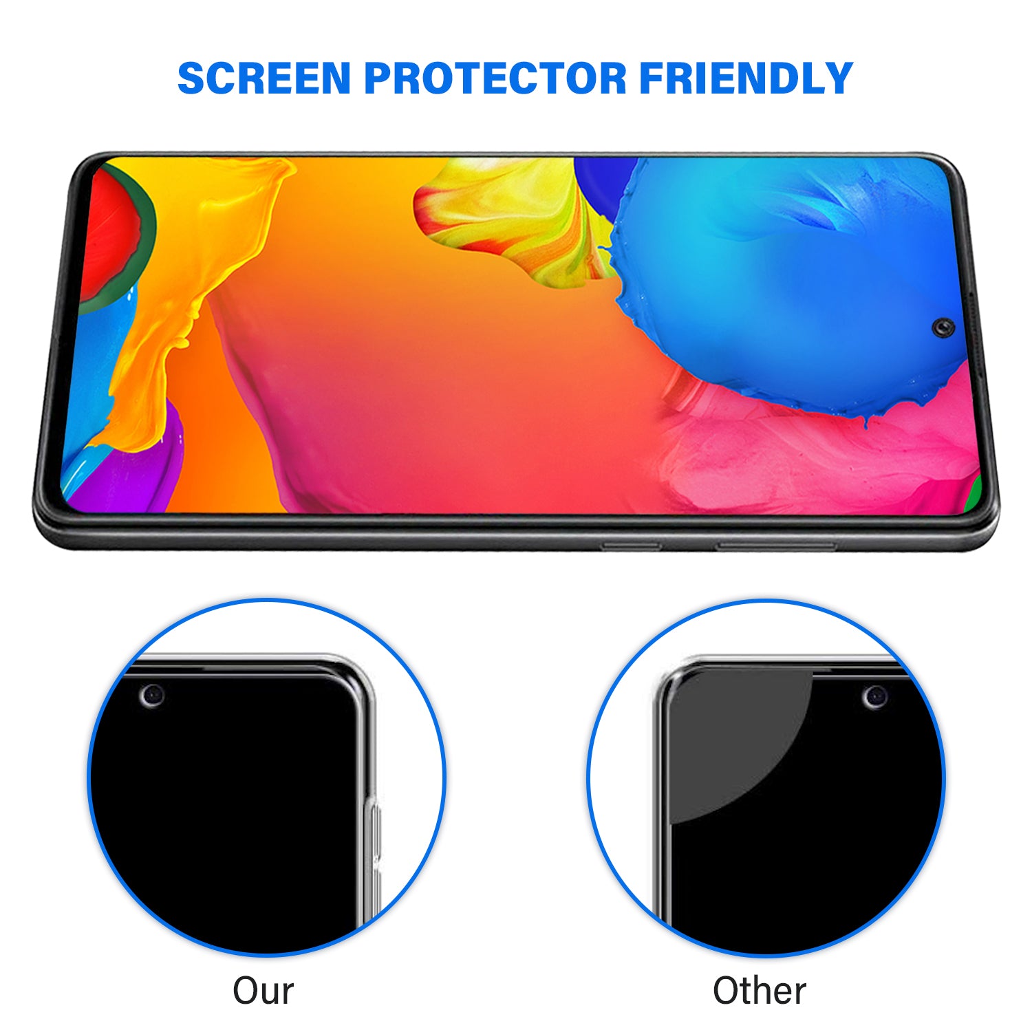 Samsung Galaxy A21s Tempered Glass Screen Protector Tough on with Black Frame