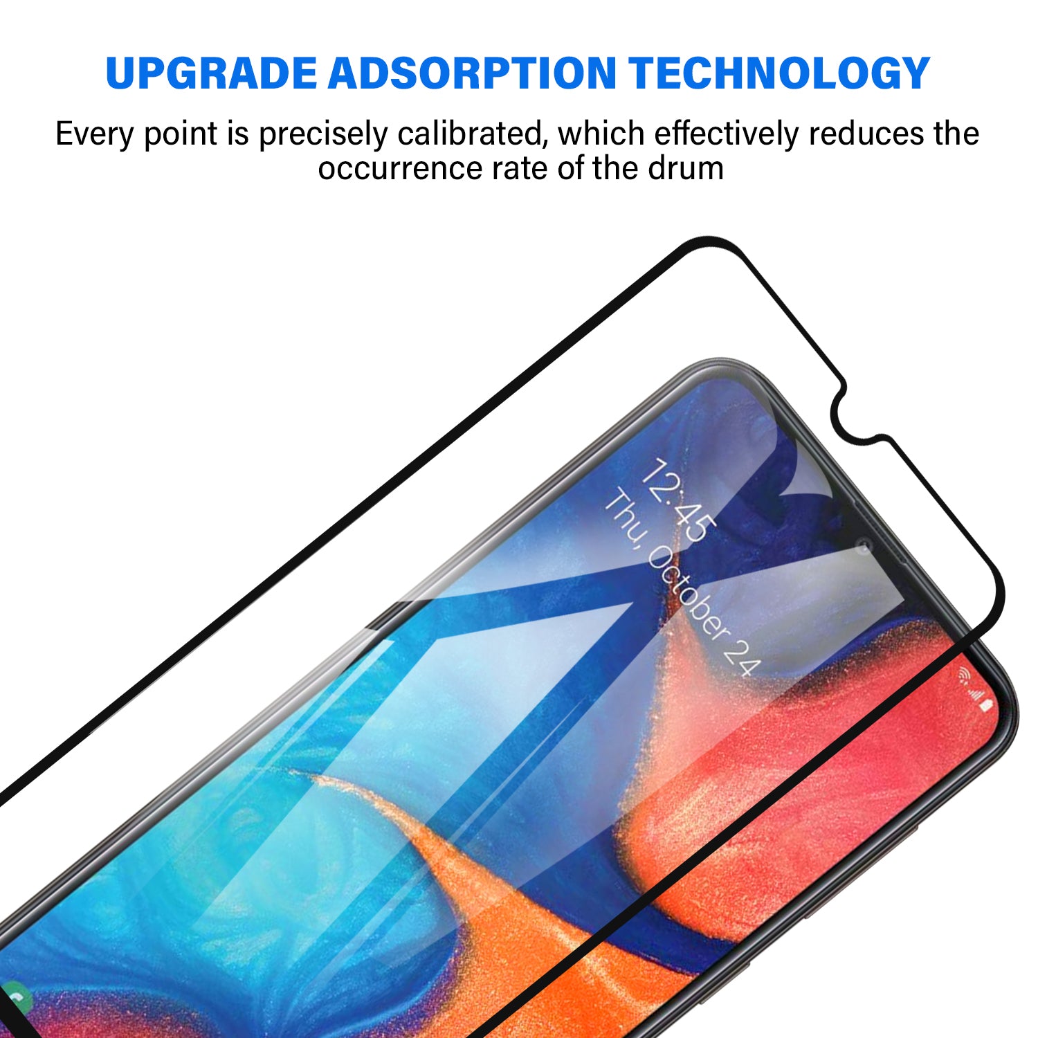 Tough On Samsung Galaxy A30 / A20 Tempered Glass Screen Protector Black Frame