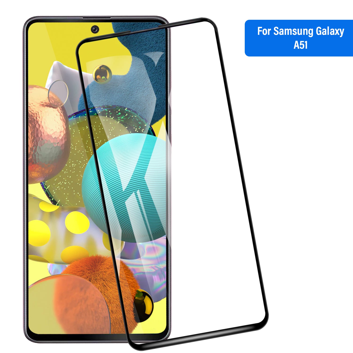 Samsung Galaxy A51 Tempered Glass Screen Protector Tough on with Black Frame