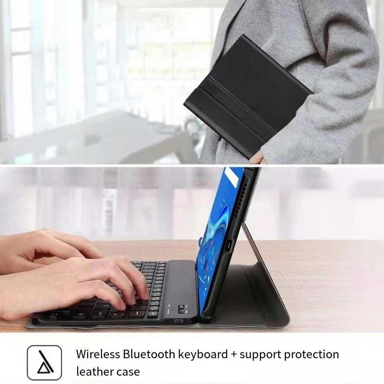 Samsung Galaxy Tab S8 11" Bluetooth Keyboard Cover Case Leather Black